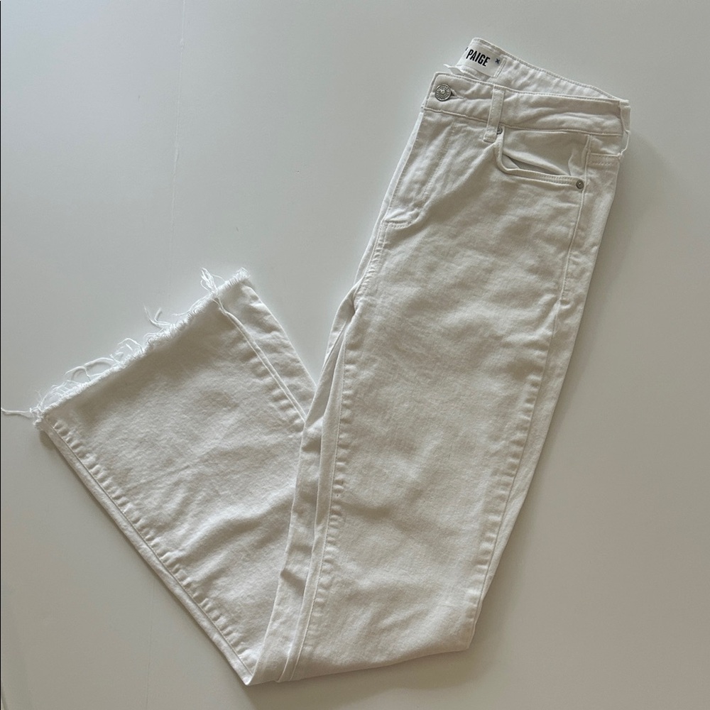 PAIGE Off-White Frayed Hem Jeans